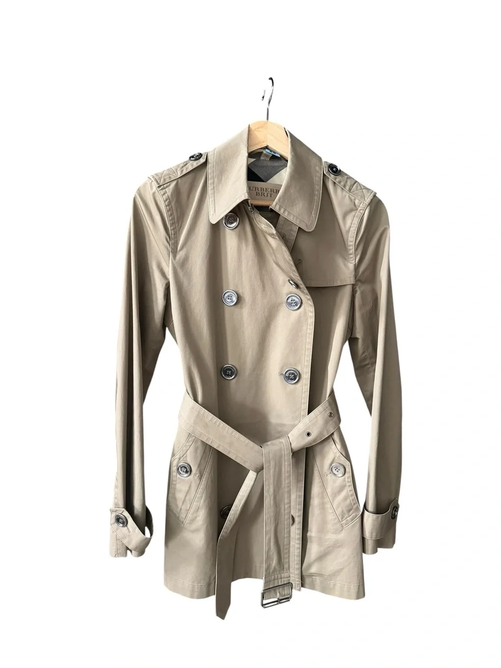 Burberry Brit Double Breasted Trench Coat- khaki olive - Picture 2 of 12